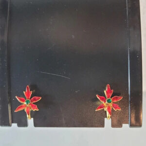 Vintage Clip-on Poinsettia  Earrings